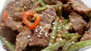 Boeuf aux haricots verts au wok facile [upl. by Annaor]