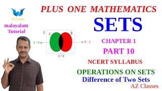 Sets Class 11 MathsChapter 1Part 10MalayalamDifference of SetsAB Sets operationsAZ Classes [upl. by Oliviero]