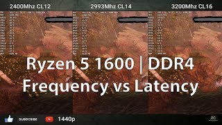 DDR4 Latency vs Frequency  2400 CL12 vs 3000 CL14 vs 3200 Mhz CL16   Ryzen 5 1600  1080p amp 1440p [upl. by Annahtur44]