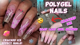 HOW TO EASY CRACKED ICE EFFECT NAILS  LAZY GIRL METHOD POLYGEL NAILS [upl. by Nivlak]