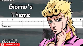 Giornos Theme Guitar Tutorial JoJos Bizarre Adventure Golden Wind [upl. by Iruy]