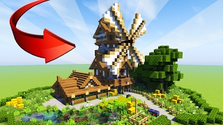 MINECRAFT How to build EPIC wooden house  Medieval Windmill Tutorial Rustic 2017 [upl. by Ginevra]