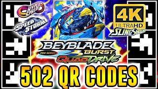 ALL 502 QR CODES BEYBLADE BURST QUAD DRIVE APP IN 4K Beyblade Burst QR Codes [upl. by Eenad]