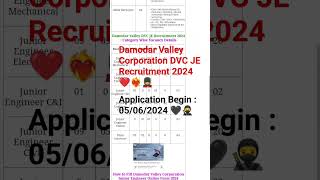 Damodar Valley Corporation DVC Junior Engineer JE Recruitment 2024 Apply Online for 64 Post [upl. by Frasquito525]