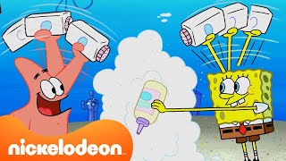 Bob Esponja  Bob Esponja intenta ser niñero y otros nuevos empleos 🍼  Nickelodeon en Español [upl. by Tilden382]