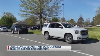 Collegeville Elementary teachers take part in neighborhood car parade [upl. by Airegin]