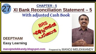 XI  ACC  27  Bank Reconciliation Statement  5 With adjusted Cash Book [upl. by Alamac]