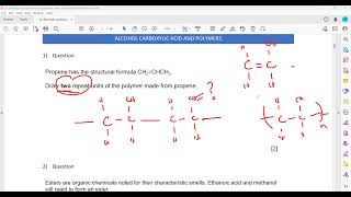 Exercise Alcohol Carboxylic Acid Polymerisation Question 1 to 13 Cambridge IGCSE Lesson 69b [upl. by Eittol]