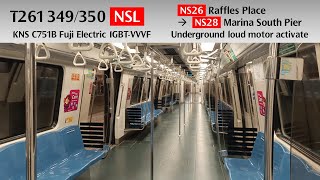 C751B 349350 NSL Underground quotLoudquot motor NS26 Raffles Place → NS28 Marina South Pier [upl. by Llekcir]