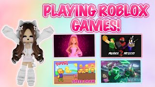 PLAYING GAMES ON ROBLOX LIVE [upl. by Novelc]