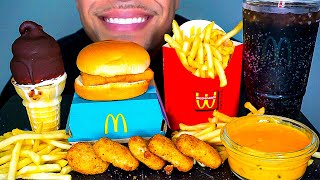 MCDONALDS CHICKEN NUGGETS ICE CREAM CONE DIPPED CHOCOLATE CRISPY FRENCH FRIES BIG BITES ASMR MUKBAN [upl. by Hoang]