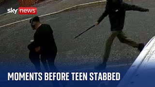 CCTV shows moment before two teenagers stabbed 16yearold Ronan Kanda to death [upl. by Hsilgne]