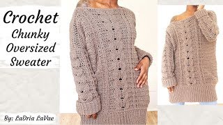 Crochet Oversized Cable Sweater [upl. by Guerra60]