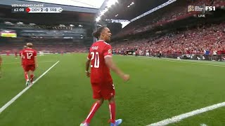 POULSEN GOAL  DENMARK VS SERBIA  UEFA NATIONS LEAGUE [upl. by Joelie]