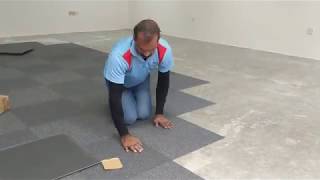 Carpet Tile Installation  How To Install Carpet Tile With Glue [upl. by Hazeghi]