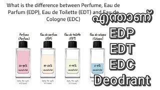 എന്താണ് Eau De Perfume Eau De Toilette Eau De Cologne  Parfum vs EDP vs EDT vs EDC vs Deodorant [upl. by Notreve]