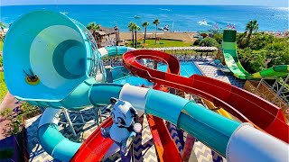 Club Mega Saray in Belek  Water Slides  The Restaurant amp Hotel Tour [upl. by Atsyrt]