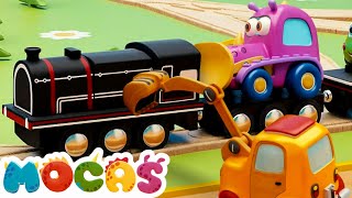 Singalong with Mocas The Choo Choo Train song for kids Down By The Station Nursery rhymes [upl. by Aicenat]