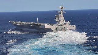 US Navy Releases Incredible Video of USS Gerald R Ford Conduct HighSpeed Turns [upl. by Millicent348]