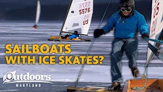 Outdoors Maryland Iceboating on Frozen Deep Creek Lake [upl. by Brendan547]