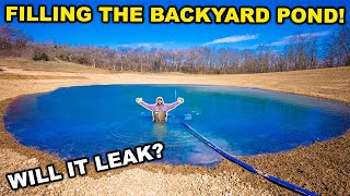 FILLING My BACKYARD Pond with 100000 GALLONS of WATER Will it Leak [upl. by Carlile]