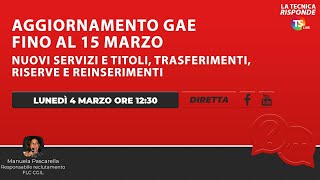 Aggiornamento Gae fino al 15 marzo nuovi servizi e titoli trasferimenti riserve e reinserimenti [upl. by Eanod]