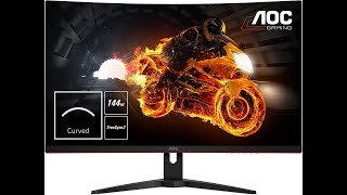 AOC CQ32G1 32quot GAMING MONITOR Unboxing setup configuration and review [upl. by Ocsic]