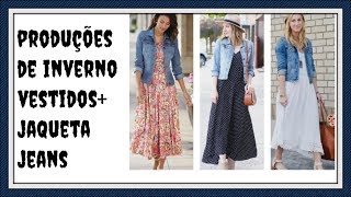 LOOKS DE INVERNO COM VESTIDO E JAQUETA JEANS [upl. by Malim]