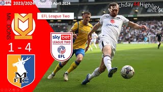 Milton Keynes Dons 14 Mansfield Town Matchday44 EFL League Two 2324 Highlight [upl. by Salahi]