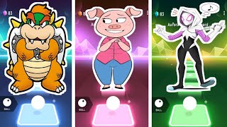 Bowser🆚Rosita🆚Gewan Stacy Aurora on the BoulevardNational Sweetheart Tile Hop EDM Rush 🎶 Play Game [upl. by Pihc626]