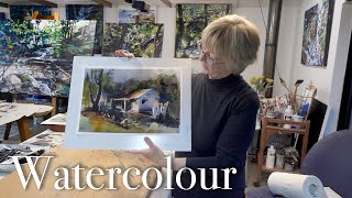 How to paint a cottage in watercolour with a limited palette minimalist impressionist style [upl. by Heigl]