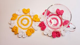 하트 컵받침하트 티코스터Heart tea coaster crochetHeart pattern crochet [upl. by Rech]