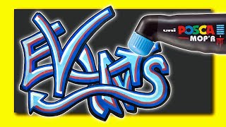 How To Draw Easy Graffiti Lettering With Posca Mopr Markers [upl. by Eillit]