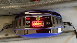 CenTech 6v12v 2 Amp 3Stage Automatic Battery Charger 57015 [upl. by Maddock980]