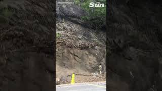 Dramatic rockslide CRASHES down on Tennessee parking lot shorts [upl. by Nikolaos]