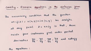 Complex Analysis  CauchyRiemann Equations in Cartesian Form [upl. by Saw]