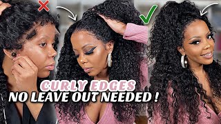 😱WHOA 🛑 No Edges NO PROBLEM ✅REALISTIC Curly Edges Hairline ❌NO PLUCKING Natural 13x6 HD Lace Wig [upl. by Bevan847]