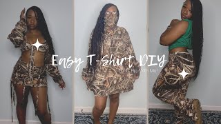 DIY 4 Oversized TShirt into Stacked Pants amp Mini Skirt  Beginner Friendly [upl. by Benn]