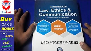 CA IPCC Handbook On Law Ethics and Communications By Munish Bhandari [upl. by Norehc450]