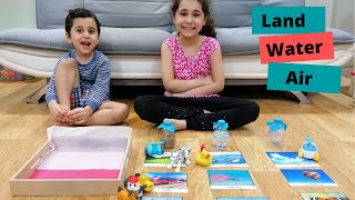 Air land and Water Montessori Activity I Interesting Land Water and Air  Science Lesson [upl. by Relyuc]