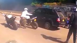 Bikers Chase Range Rover In Dramatic Footage [upl. by Vitia]