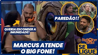 BBB 24  Marcus atende o Big Fone e indica Juninho Pitel e Luigi pro Paredão Queria esconder [upl. by Prospero]