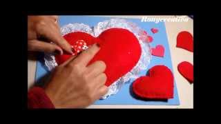 SAN VALENTIN CORAZONES DE FIELTRO  VALENTINES DAY FELT HEARTS DIY [upl. by Ipoillak133]