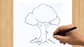 How to Draw a Tree Sketch Easy  The Best Tree Drawing Ever Drawn For Beginners [upl. by Loralie]