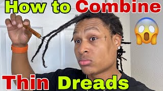 How to combine thin dreadlocks with a crochet hook  video tutorial😱 [upl. by Coulson396]