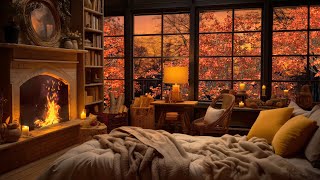 Cozy Living Room with Autumn Rain Sounds [upl. by Latouche]