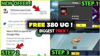 Omg New Trick 😱 Direct Free 380 UC In Bgmi amp Pubg  How To Get Free Uc In Bgmi  Bgmi Free Uc Kaise [upl. by Noremak]