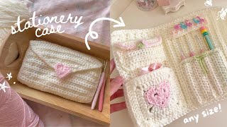 how to crochet a cute stationery case ANY size  beginnerfriendly tutorial [upl. by Beekman503]