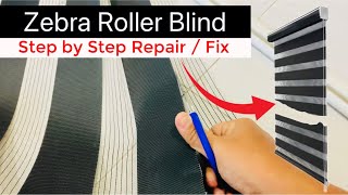 How to Fix Zebra Roller Blinds Fabric Step by Step  Blinds Repair DIY  Zebra Shades [upl. by Kumler88]