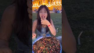 Cute Khmer Girls Selling Fried Insects Cambodia Street Food [upl. by Clair]